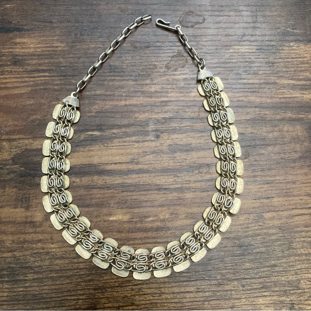 Vintage Reversible Silver-tone Choker Maximalist Hook Closure